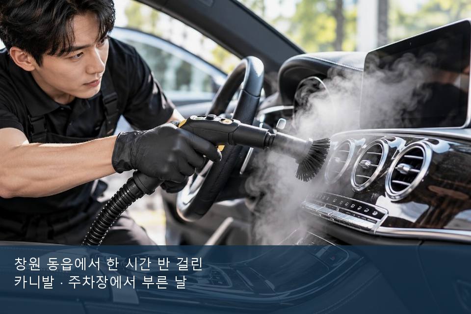 창원 동읍에서 한 시간 반 걸린 카니발 · 주차장에서 부른 날
